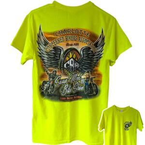 Yellow Hi Vis CBAA 46th Biker's Swap Meet and Show T-Shirt Small Motorcycle HD